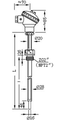 煙道、風道熱電偶
